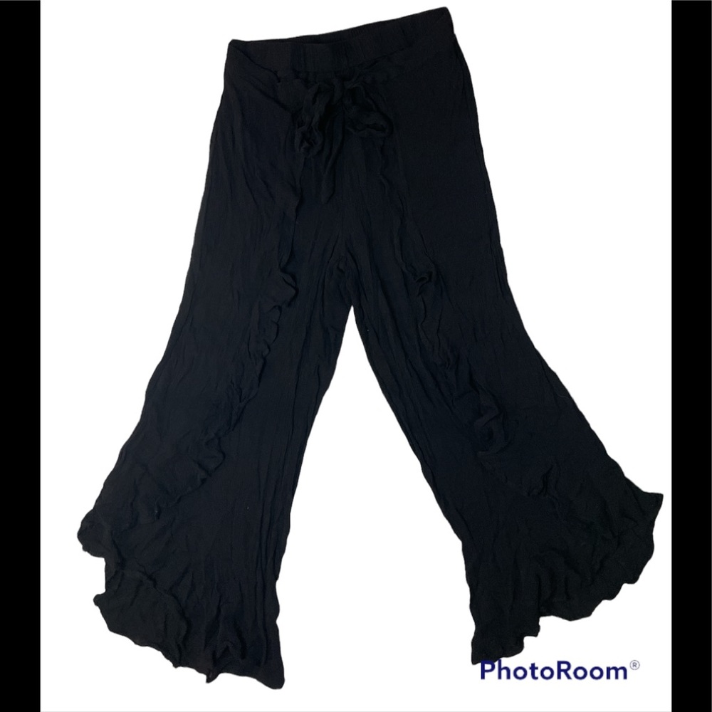 MOD black tie waist cropped palazzo pants